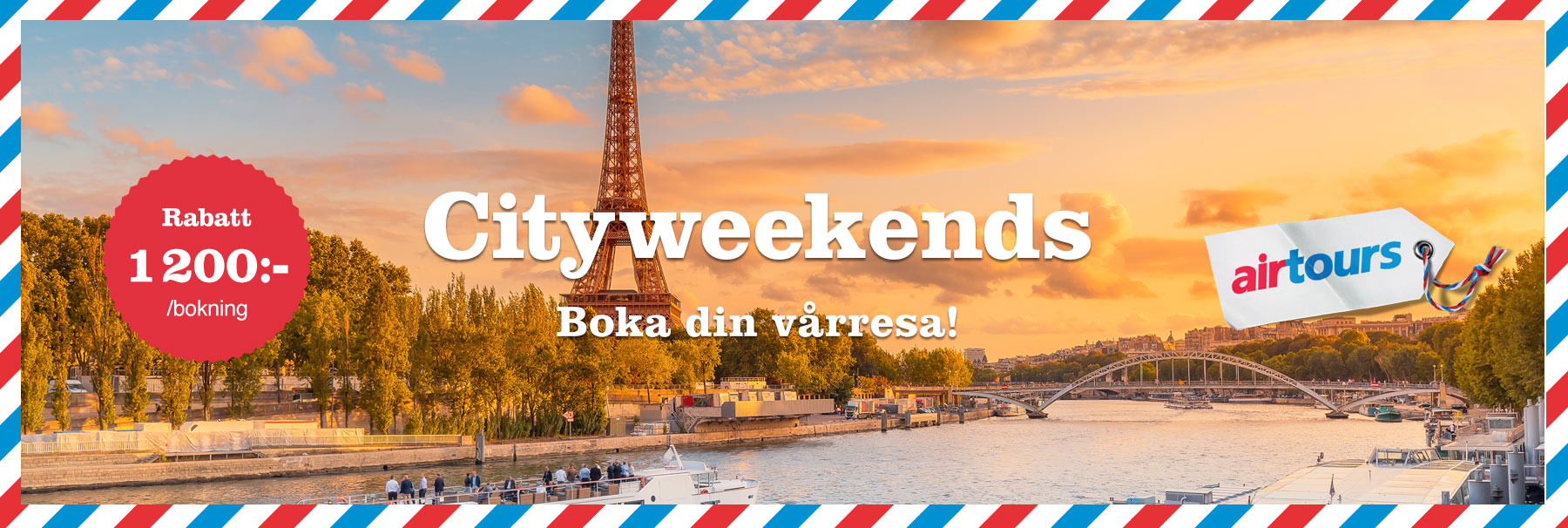 1 200 kr rabatt på cityweekends hos Airtours!