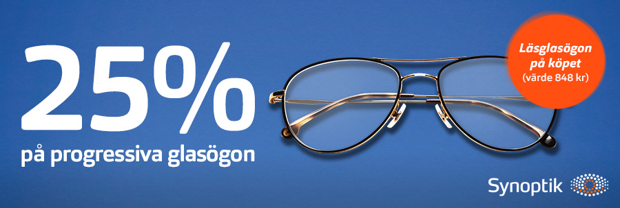 25% rabatt på progressiva glasögon!